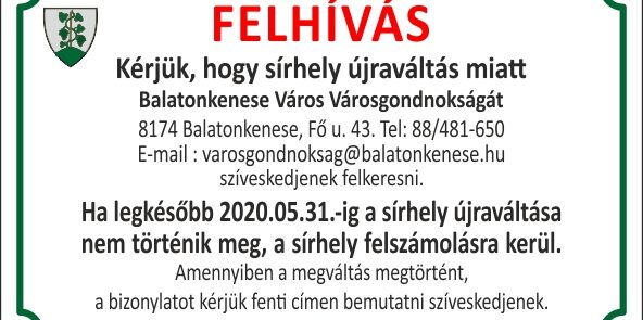 Sírhely felhívás