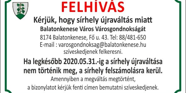 Sírhely felhívás
