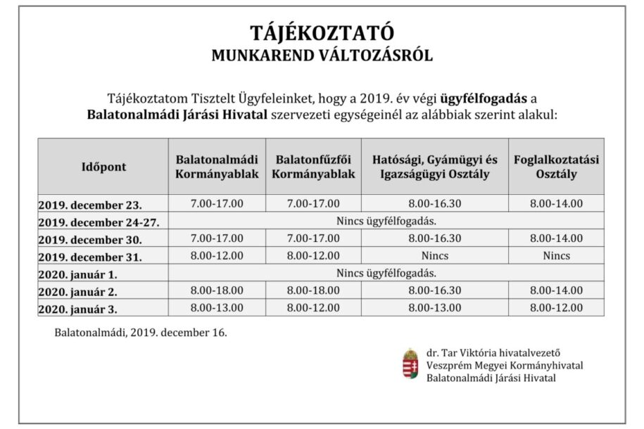 tájékoztató 2019. év végi ügyfélfogadási rendről-1