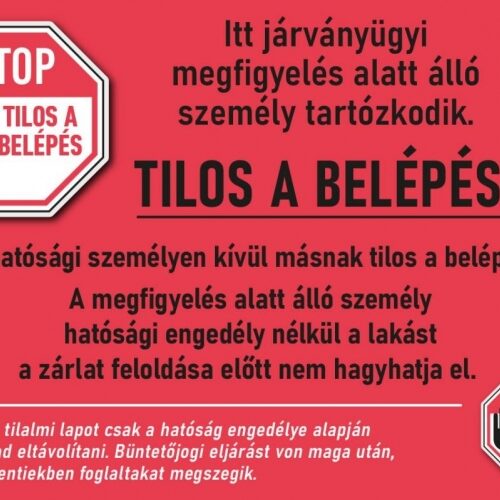 Rendőrségi tájékoztatás a házi karantén szabályairól