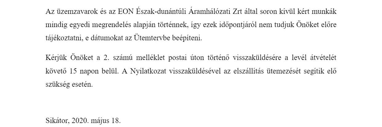 Értesítés gallyazási munkálatokról