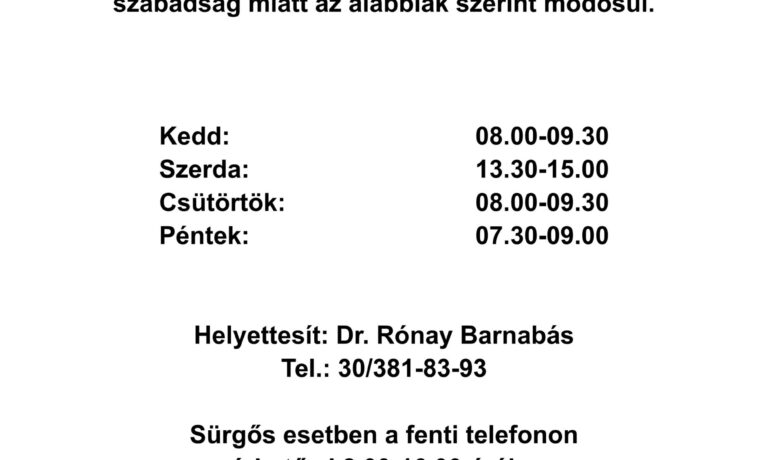 Helyettesítés- dr. Rónay