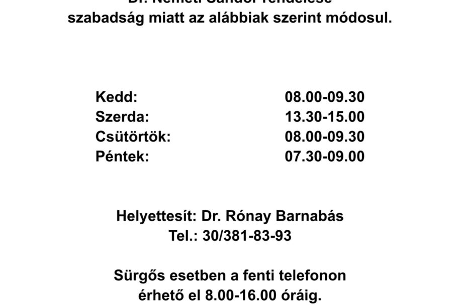 Helyettesítés- dr. Rónay