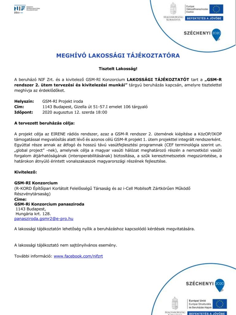 Meghívó Lakossági Tájékoztatóra