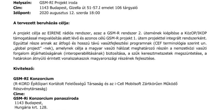 Meghívó Lakossági Tájékoztatóra