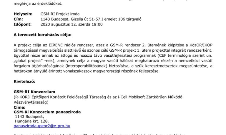 Meghívó Lakossági Tájékoztatóra