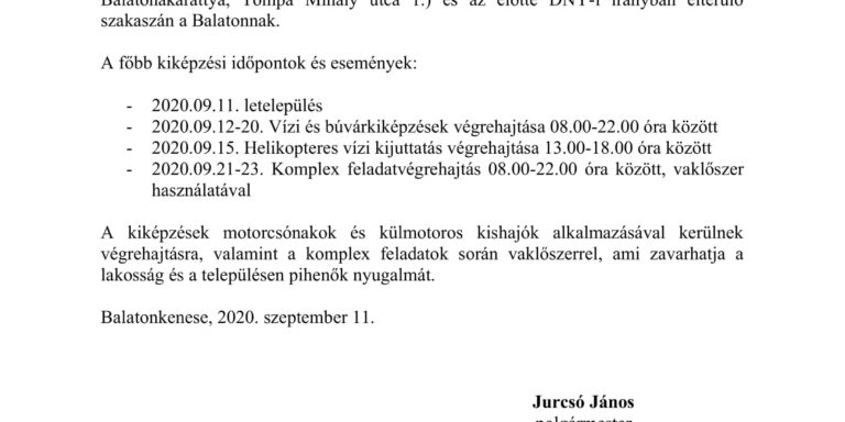 Tájékoztatás honvédségi kiképzésről