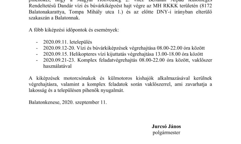 Tájékoztatás honvédségi kiképzésről