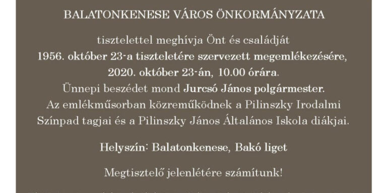 Városi Ünnepség 1956. október 23-a tiszteletére