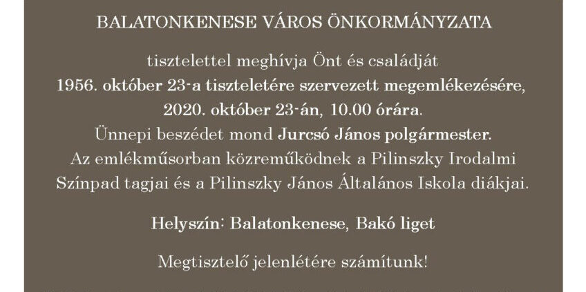 Városi Ünnepség 1956. október 23-a tiszteletére