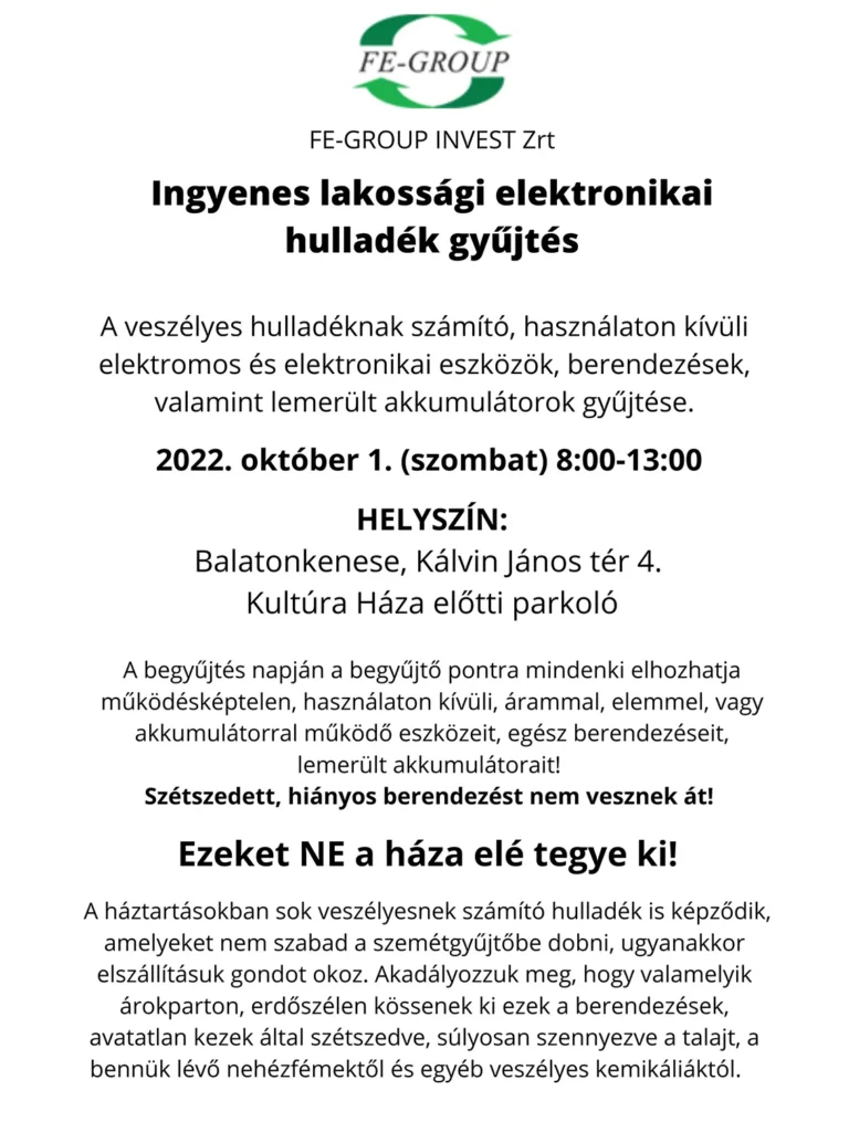 Ingyenes lakossági elektronikai hulladék gyűjtés