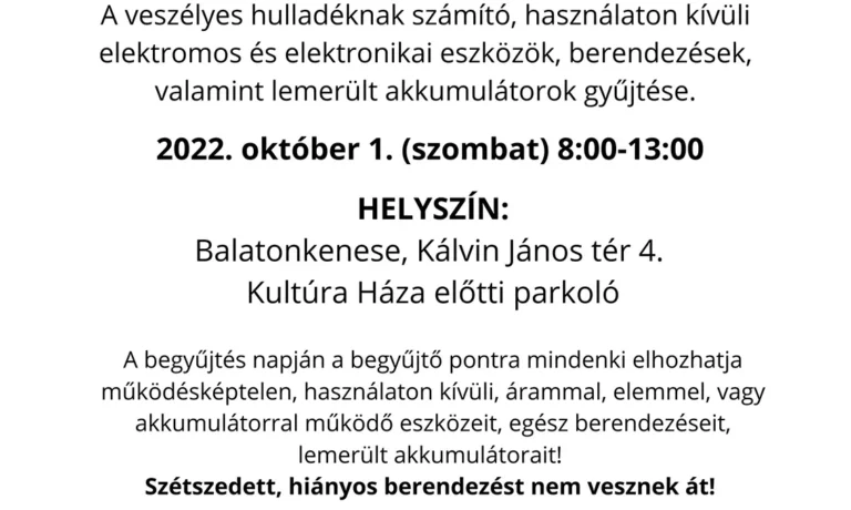 Ingyenes lakossági elektronikai hulladék gyűjtés
