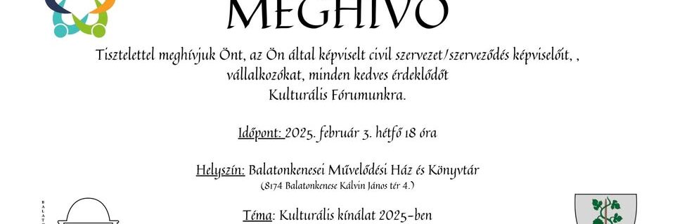 Meghívó – Kulturális Fórum